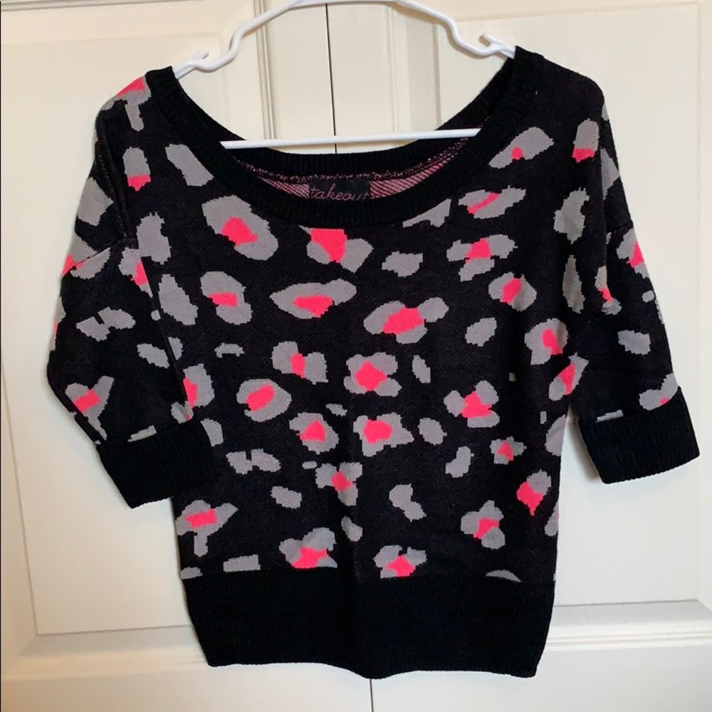 Black pink and grey sweater
